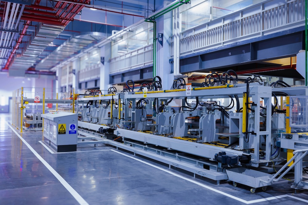 Modern manufacturing facility with automated equipment